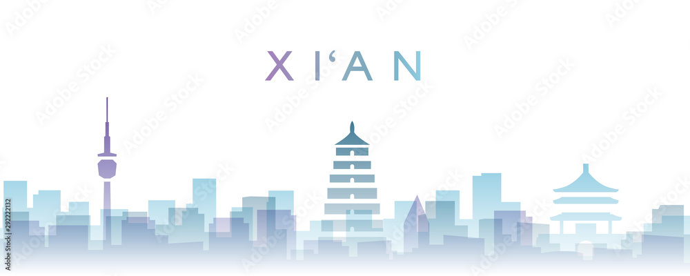 Xi'an Transparent Layers Gradient Landmarks Skyline