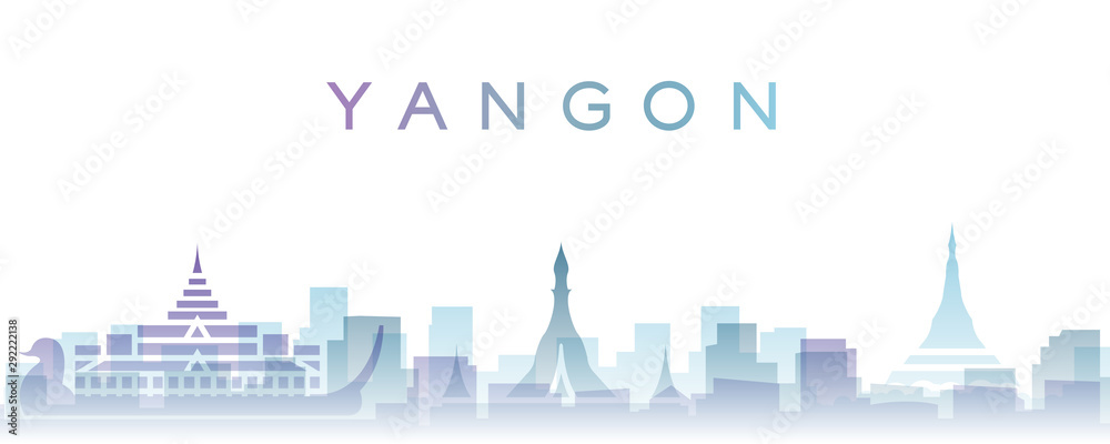 Yangon Transparent Layers Gradient Landmarks Skyline