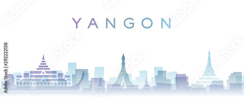 Yangon Transparent Layers Gradient Landmarks Skyline