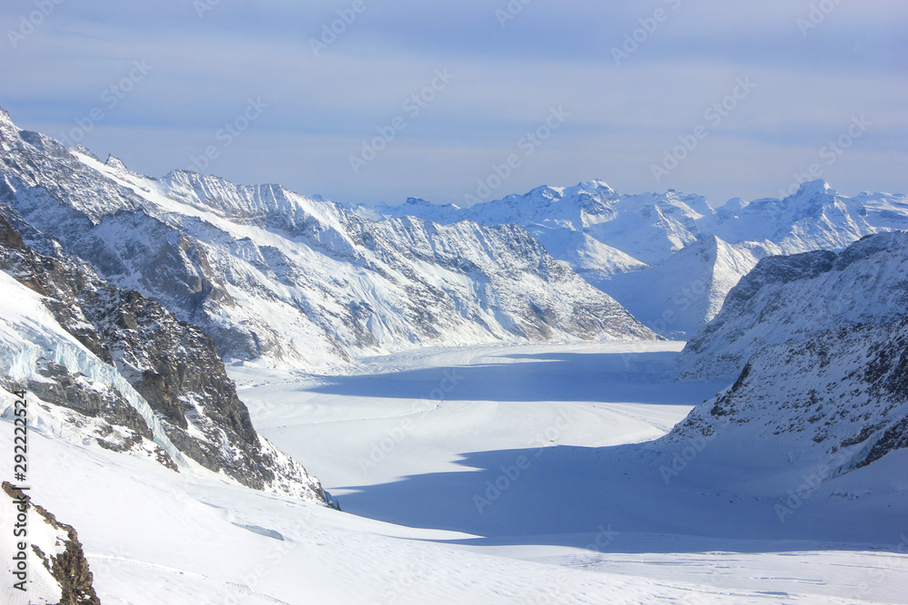 aletsch glacier and jungfraujoch in the bernese oberland