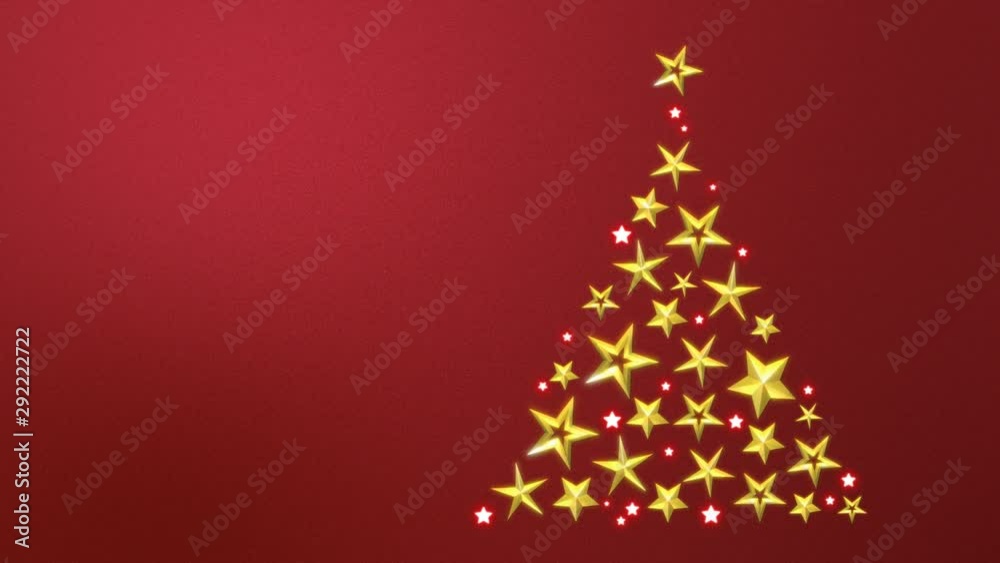 Festive Gold Stars in Triangle Tree Formation on Metallic Red. Loop-ready. Perfect for Christmas messages. Festive Gold Stars in Triangle Tree Formation on Metallic Red. Loop-ready. Perfect for Christmas messages.