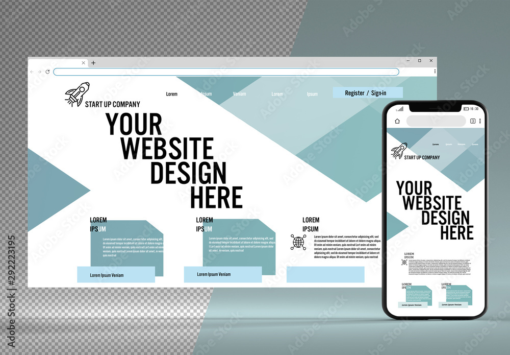Mockup of Browser Windows for Computer and Mobile Stock Template ...