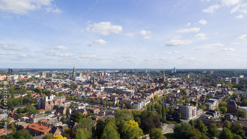 Aerial view on the center of Groningen city