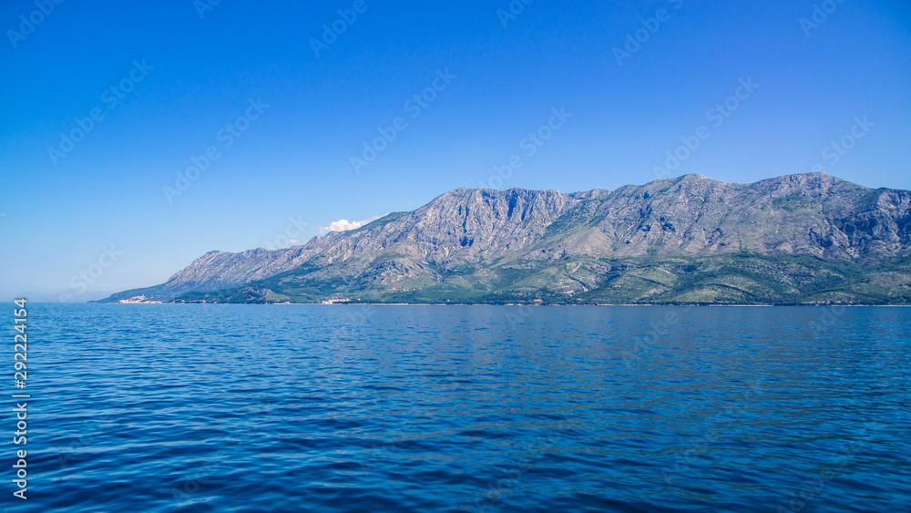 View of a mountain range on Croatia's coast.