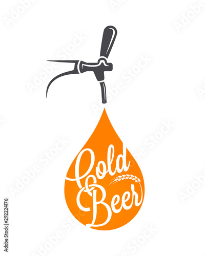 Beer Tap logo. Beer drop on white Background