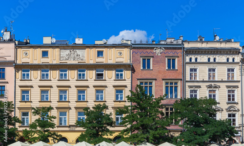 Facades of historical buildings in Krakow