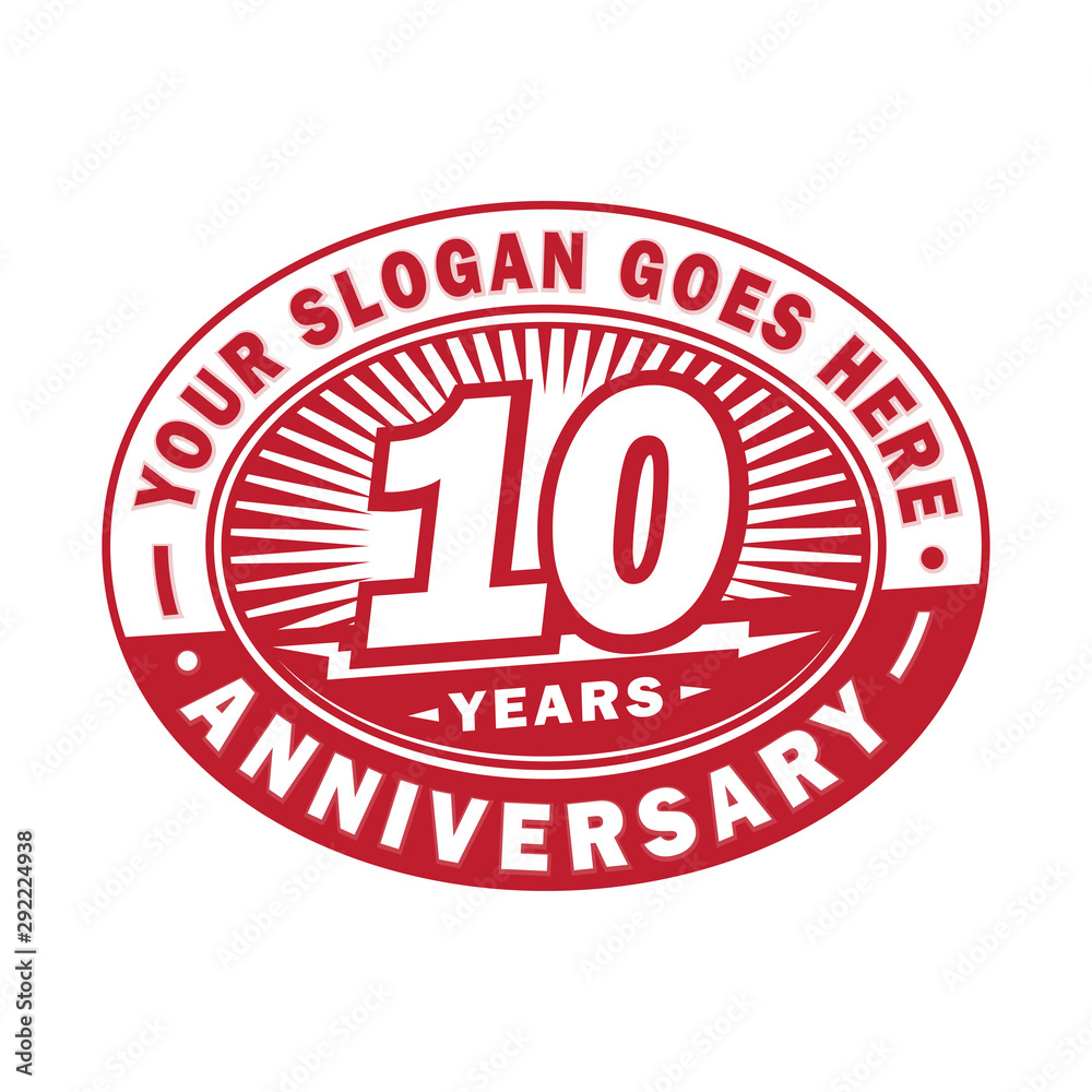 10 years anniversary design template. 10th logo. Red design - vector and illustration.