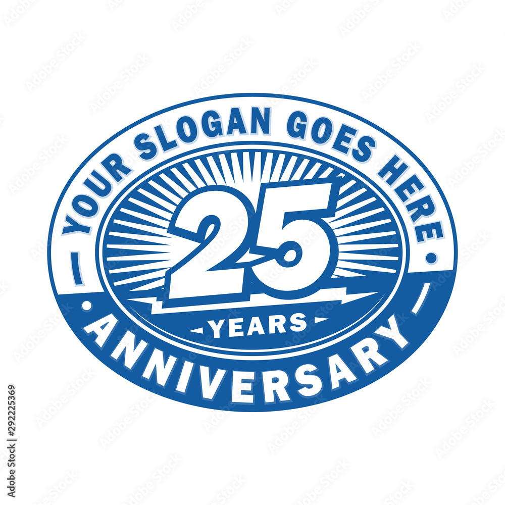 25 years anniversary design template. 25th logo. Blue design - vector and illustration.