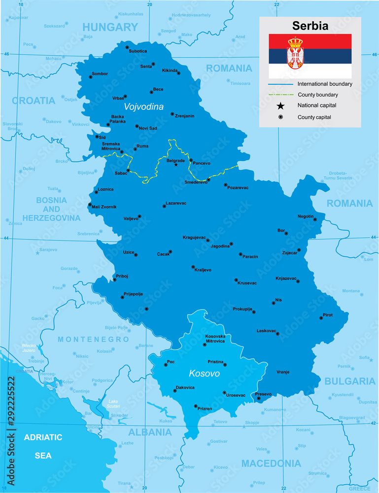Fototapeta premium vector map of Serbia