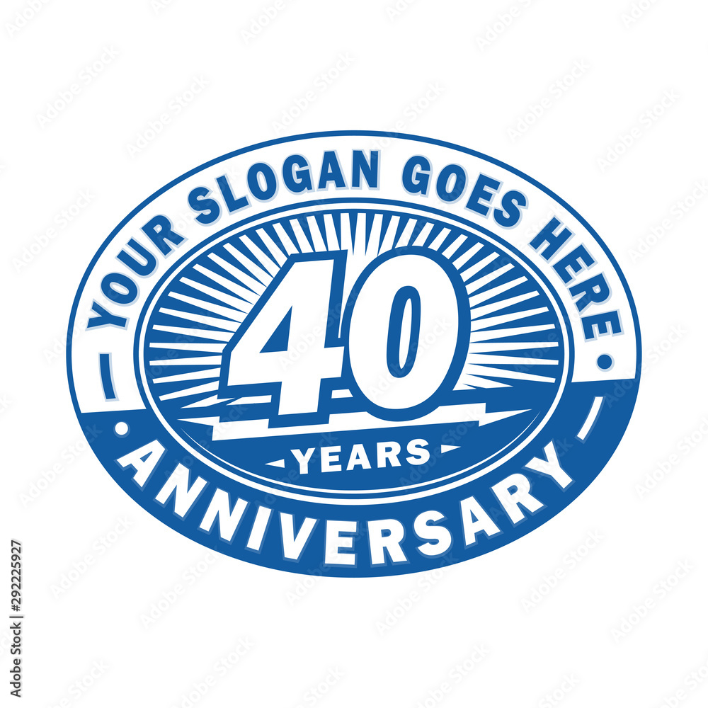 40 years anniversary design template. 40th logo. Blue design - vector and illustration.