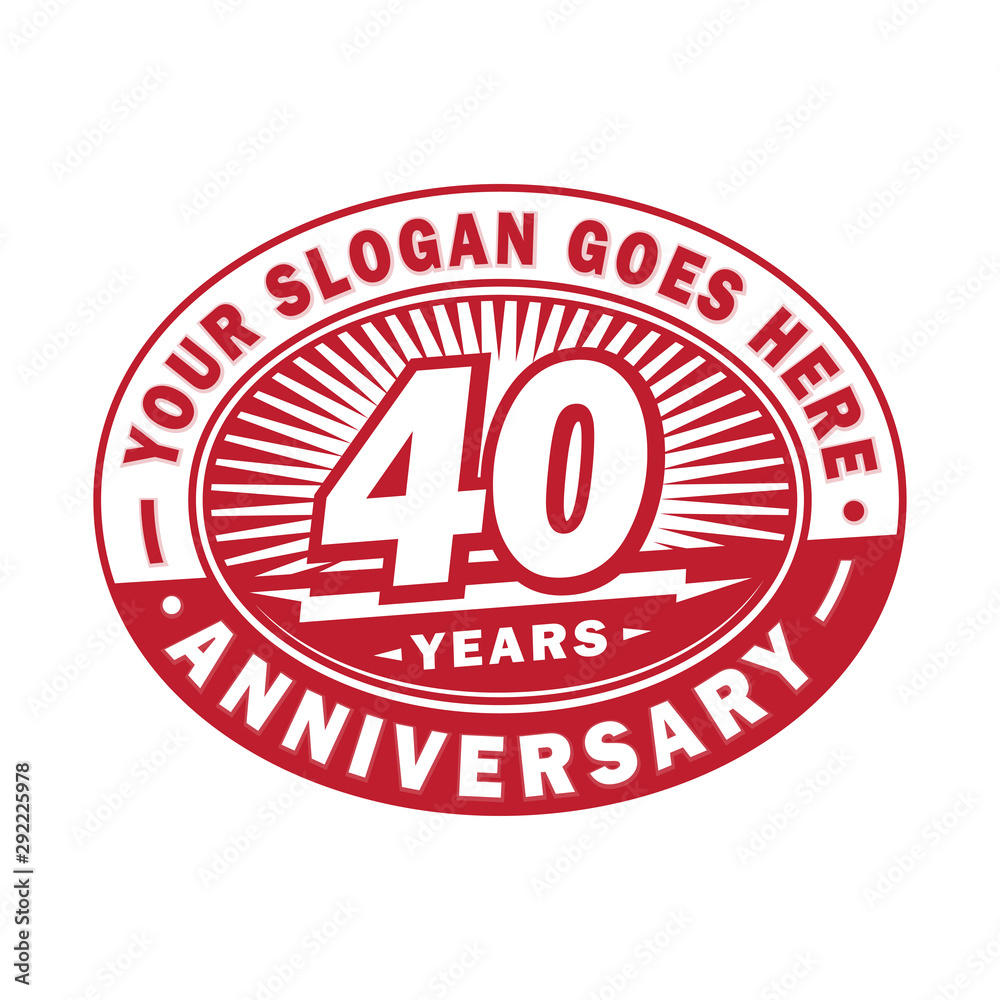 40 years anniversary design template. 40th logo. Red design - vector and illustration.