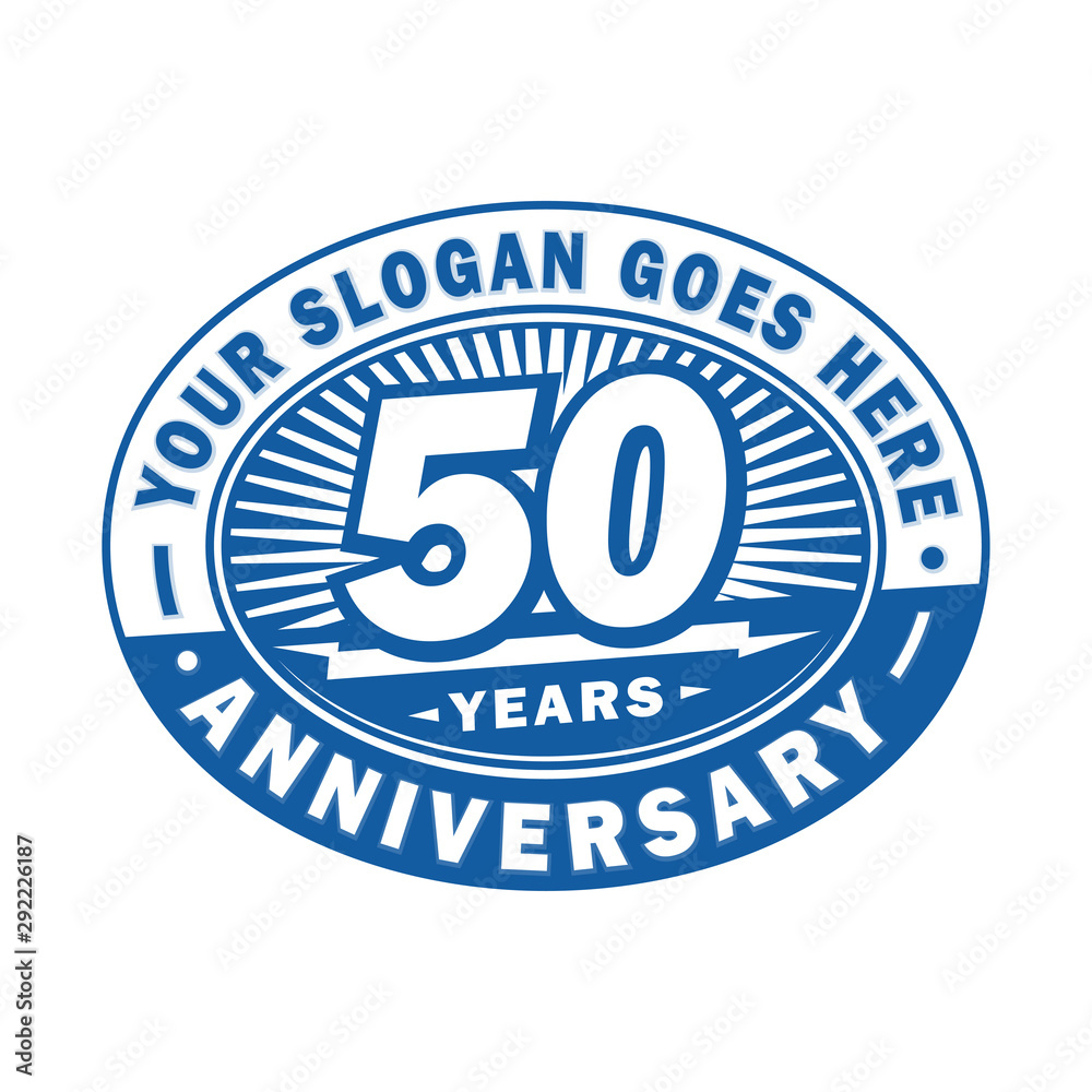 50 years anniversary design template. 50th logo. Blue design - vector and illustration.