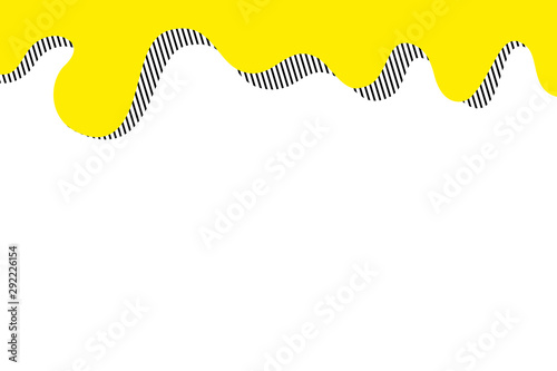 Yellow blob of colour with striped shadow header, vector illustration