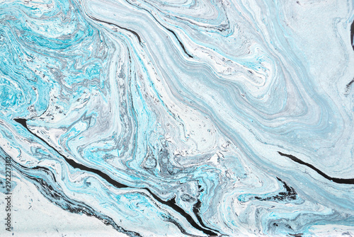 Blue marble abstract acrylic background. Marbling artwork texture. Liquid acrylic pattern