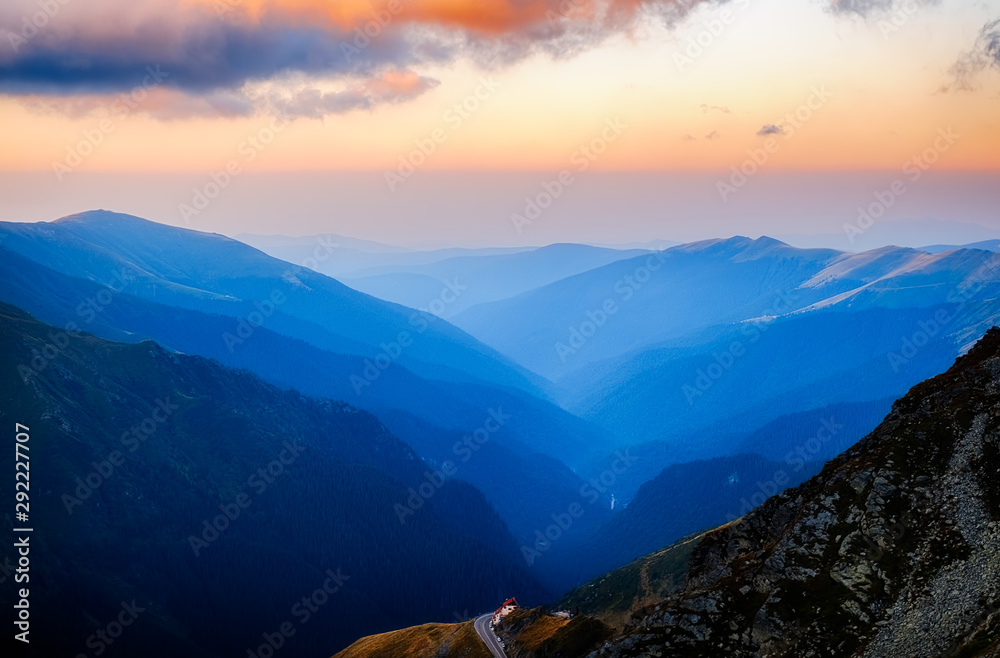 sunrise on Fagaras mountain ridges, Romania