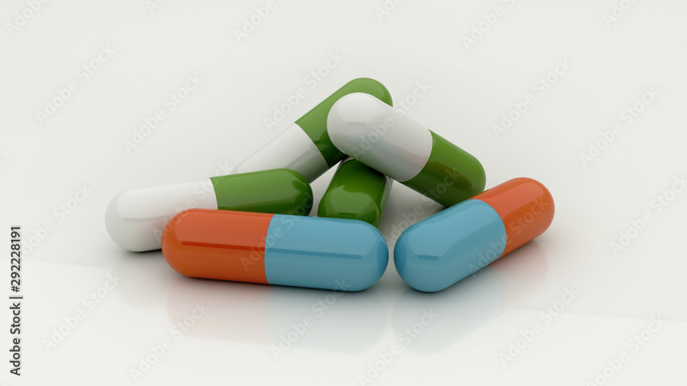 pills on white background pills on white background