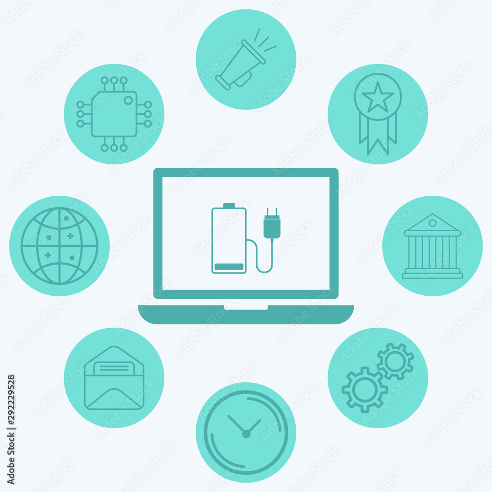 Charging laptop vector icon sign symbol Charging laptop vector icon sign symbol