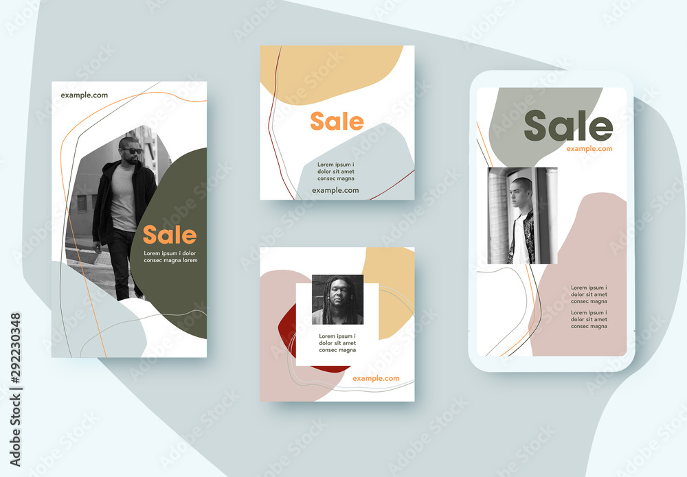 Slaes Posts Examples Sale Social Media Post Layouts Stock Template | Adobe Stock
