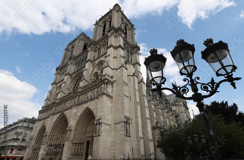 The Notre Dame Cathedral at sunny day , Paris, France. photo