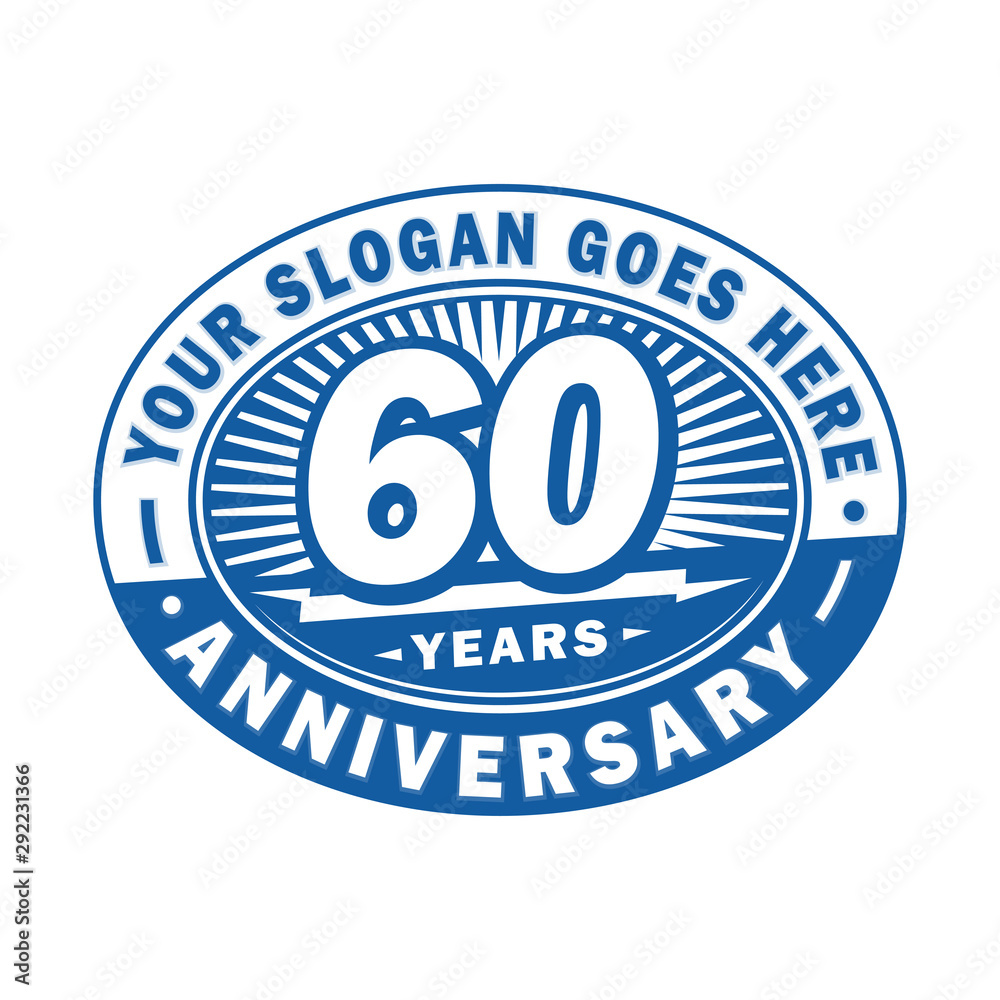 60 years anniversary design template. 60th logo. Blue design - vector and illustration.