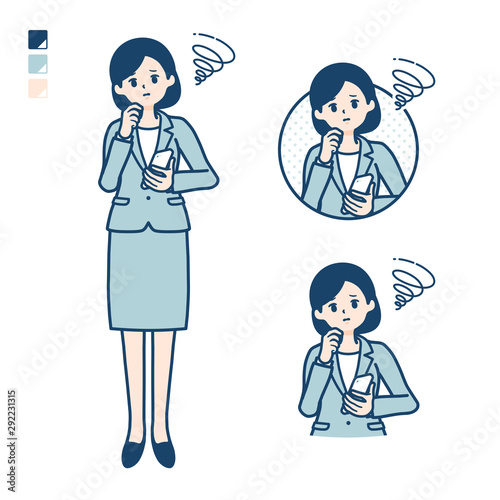 simple type suit business woman_smartphone sigh