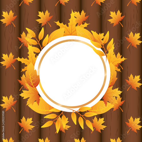 autumn leafs foliage circular frame