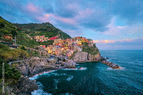 Manarola village on sunset  Cinque Terre  Liguria  Italy