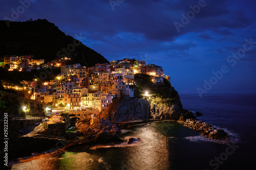 Fototapeta Naklejka Na Ścianę i Meble -  Manarola village in the night, Cinque Terre, Liguria, Italy
