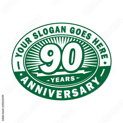 90 years anniversary design template. 90th logo. Green design - vector and illustration.