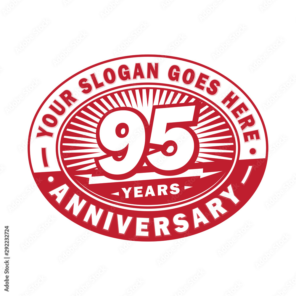 95 years anniversary design template. 95th logo. Red design - vector and illustration.