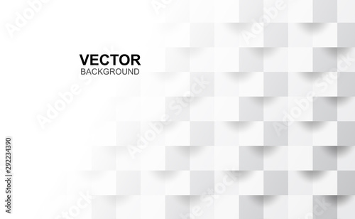 3D Abstract white geometric shape from gray cubes.Brick wall squares texture.Panoramic Solid Surface background.Creative design Seamless minimal modern pattern wallpaper and banner Vector.Illustration