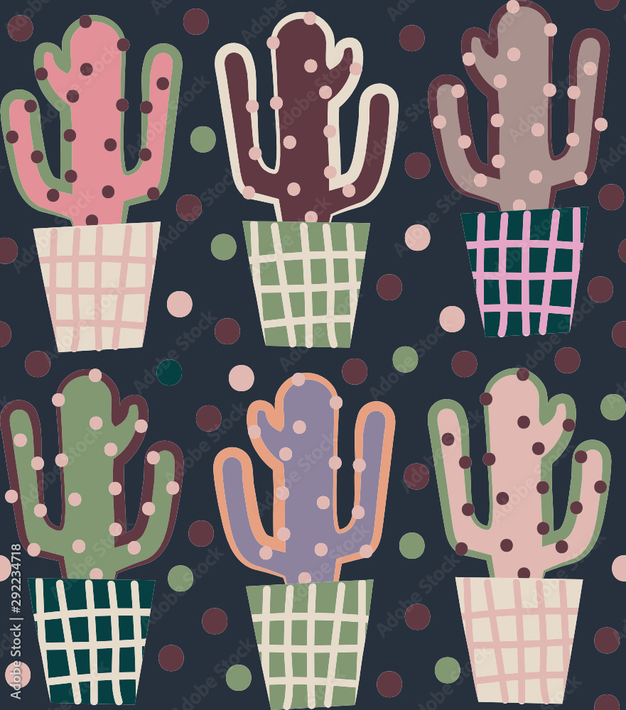 cactus desert tender seamless pattern