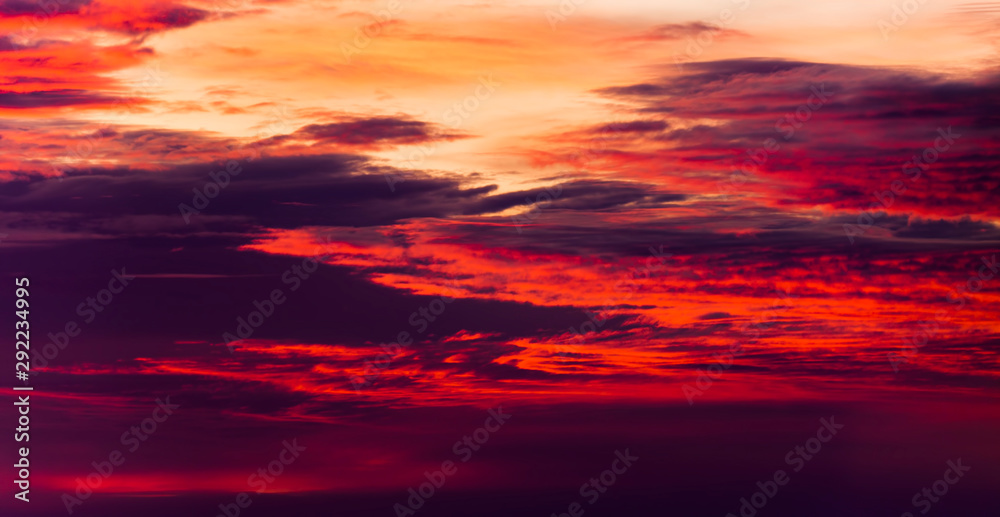 sunset sky with red clouds
