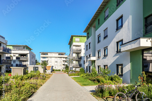 Housing estate with modern residential buildings in the city © ah_fotobox