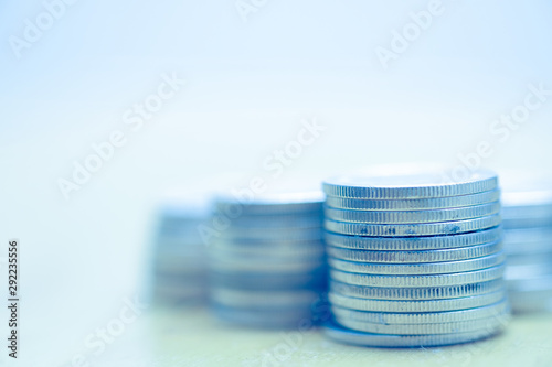 blank space and money coins for success , banking , finance and growing business concept background