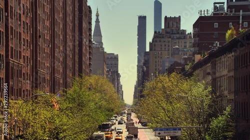 Traffic on 23rd Street on a Beautiful Spring Day from High Angle 