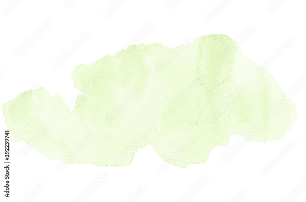 Obraz Abstract watercolor background image with a liquid splatter of aquarelle paint, isolated on white. Green tones