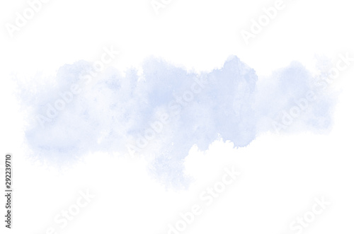 Abstract watercolor background image with a liquid splatter of aquarelle paint, isolated on white. Blue tones