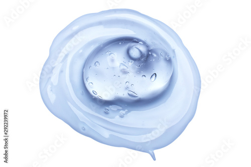 Cream gel transparent cosmetic sample texture with bubbles isolated on white background. Cosmetic cream transparent gel serum texture with micro bubble on white background beauty concept
