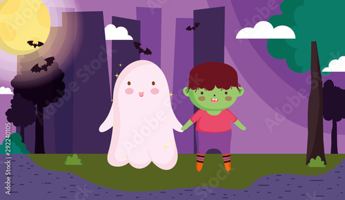 kids with costume halloween image