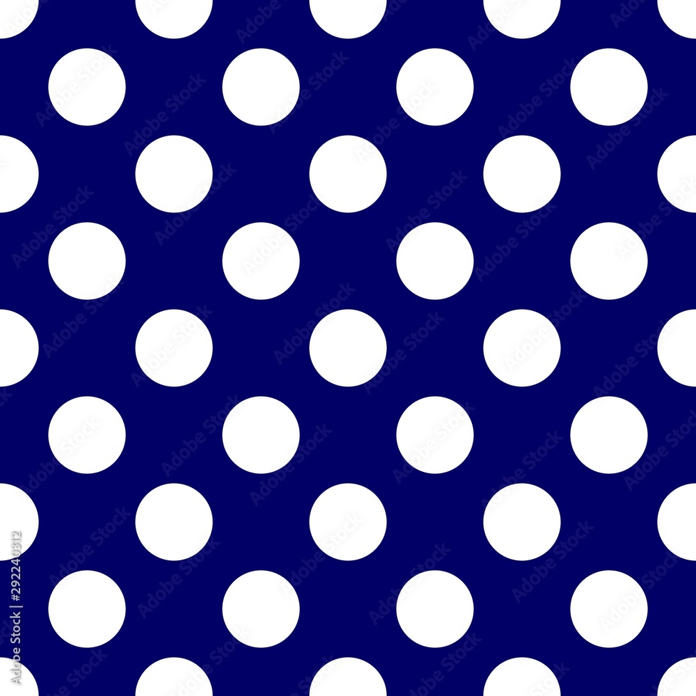 Tile vector pattern with white polka dots on dark blue background for seamless decoration wallpaper Tile vector pattern with white polka dots on dark blue background for seamless decoration wallpaper