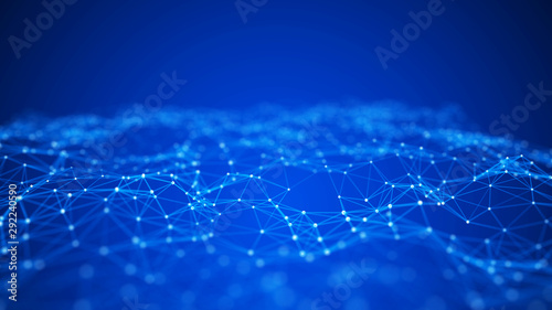 Big data visualization. Abstract background with connecting dots and lines. 3D rendering. High resolution. © Артем Голосенко
