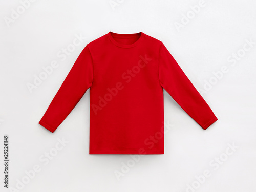 red long sleeve t-shirt for man with round collar photo