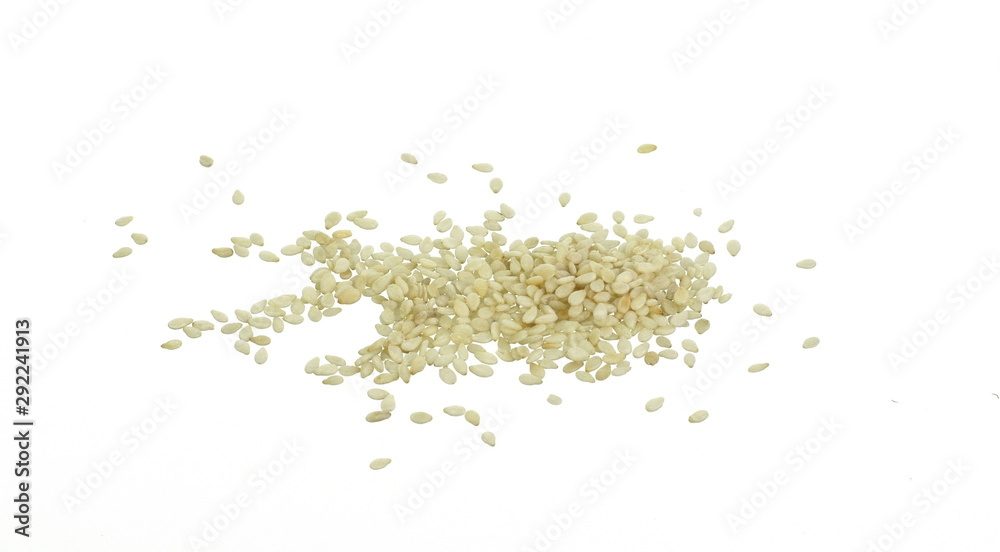 A sesame seeds isolated on a white background. A sesame seeds isolated on a white background.