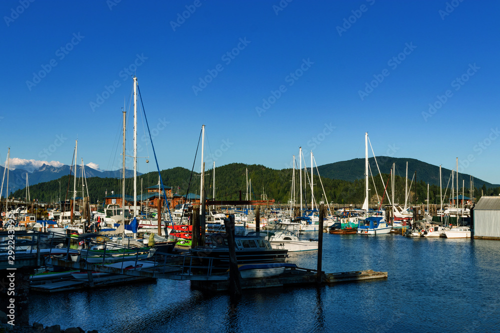 Boats docked int he Marina in Gibsons, BC