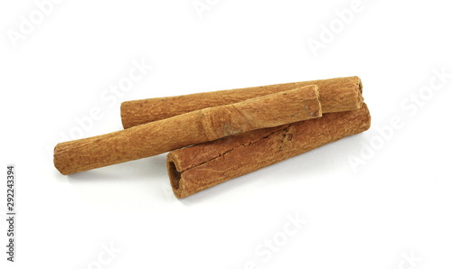 Cinnamon sticks isolated on white background with shadow. Spice Cinnamon sticks.