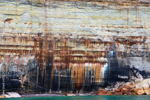 Natural pictured rocks landscape at North Michigan for abstract colorful background