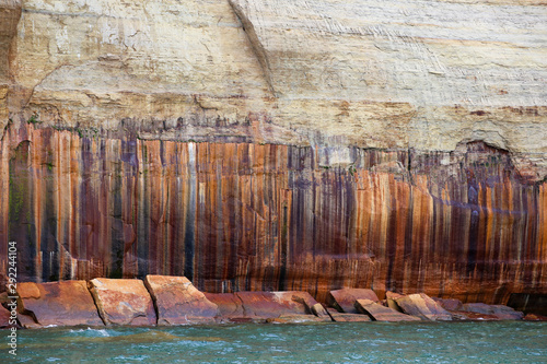 Natural pictured rocks landscape at North Michigan for abstract colorful background