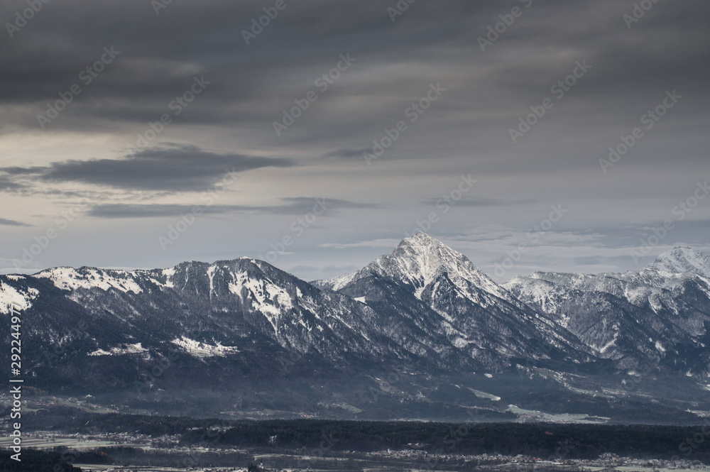 View of the Julian Alps, Slovenia, in winter