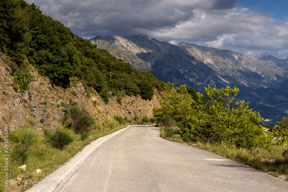 Rural road in the mountains (region Tzoumerka, Greece, mountains Pindos).